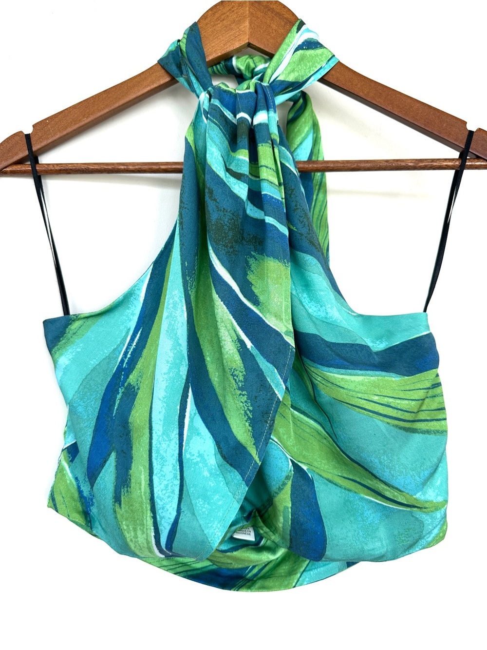 H&M Green and Teal Striped Halter Top, Cropped